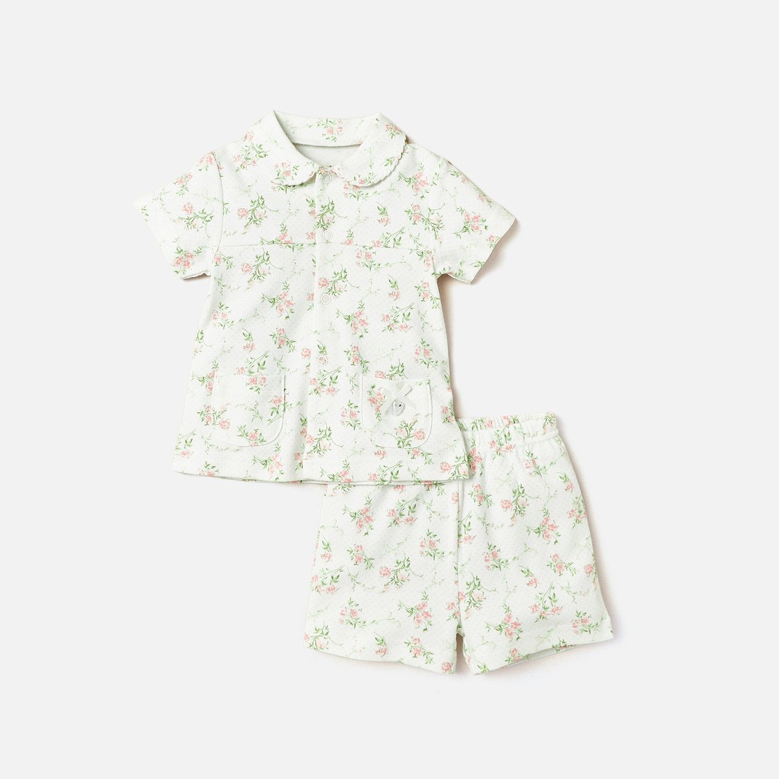 Giggles All-Over Floral Print Shirt and Shorts Set