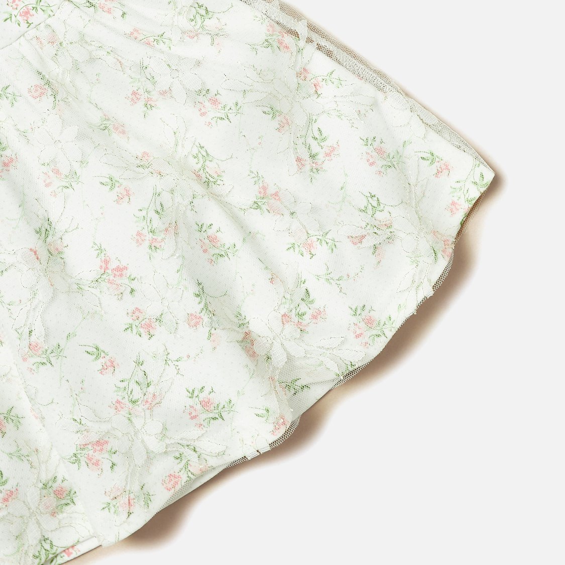 Giggles Floral Print A-line Dress with Mesh