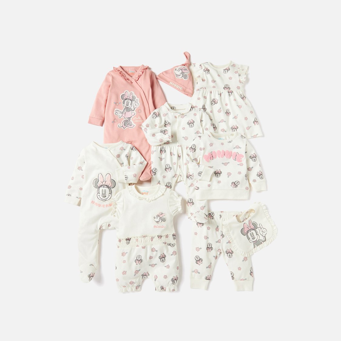 All-Over Minnie Mouse Print A-line Dress with Ruffle Sleeves