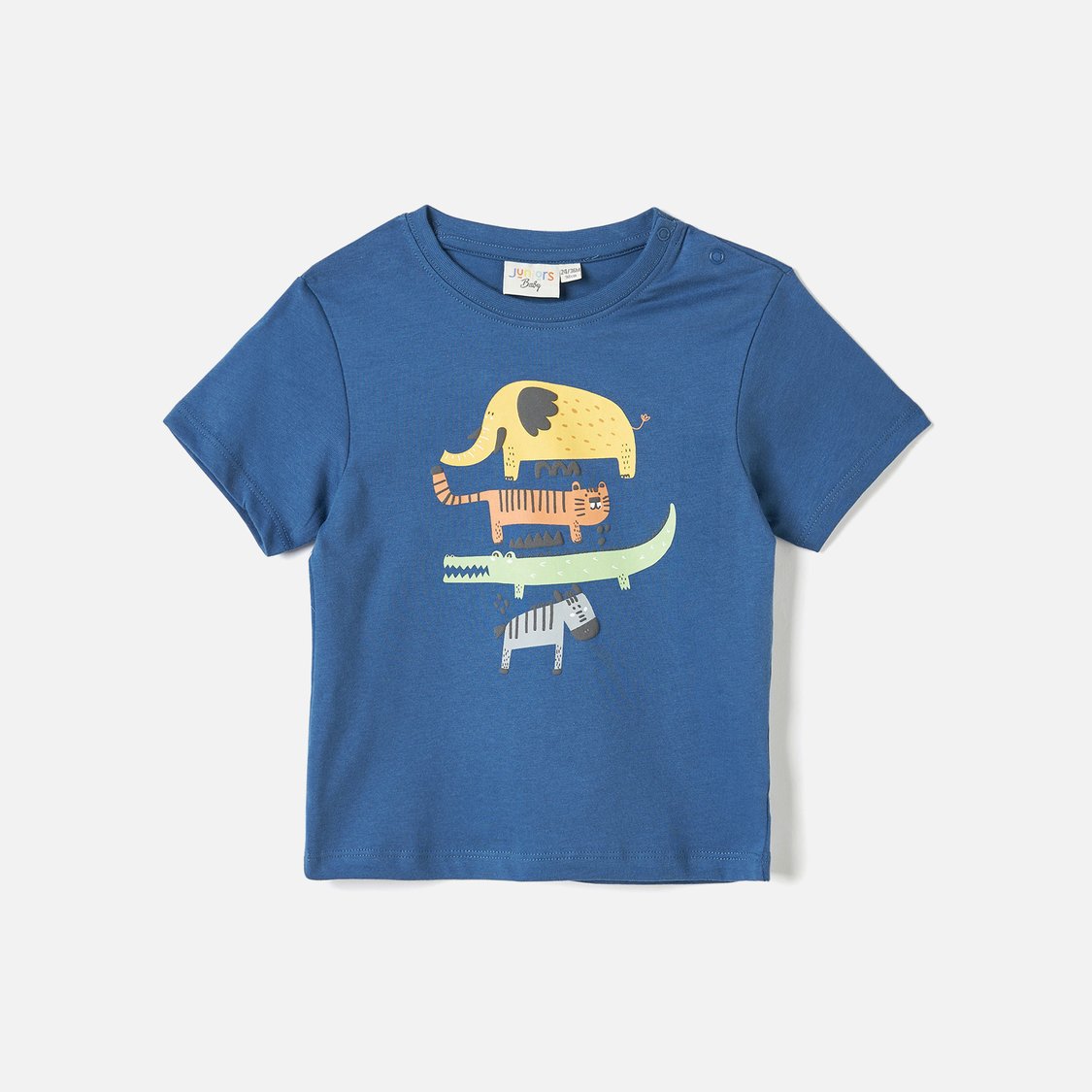 Juniors Graphic Print T-shirt with Snap Closure and Short Sleeves