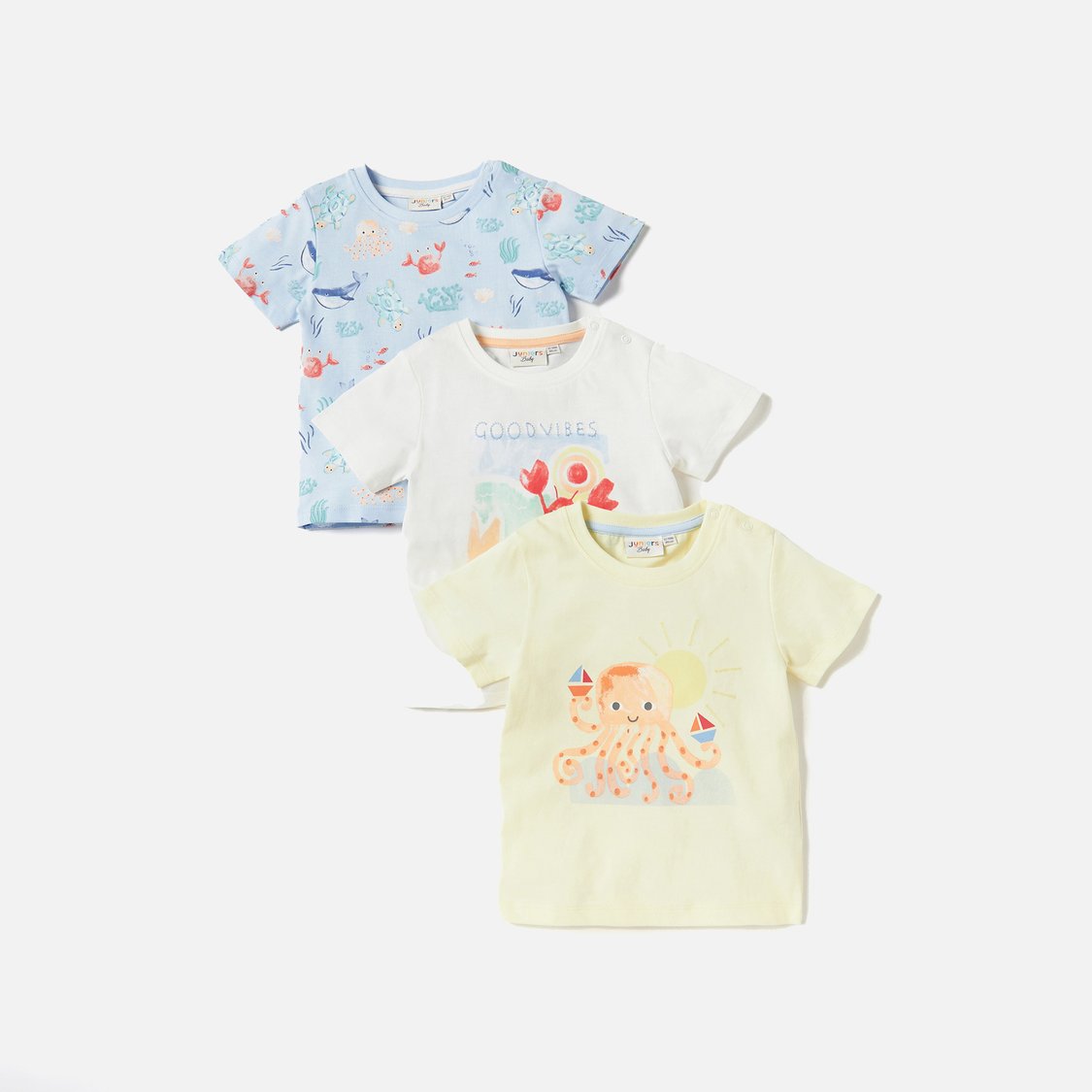 Juniors Underwater Print T-shirt with Short Sleeves - Set of 3