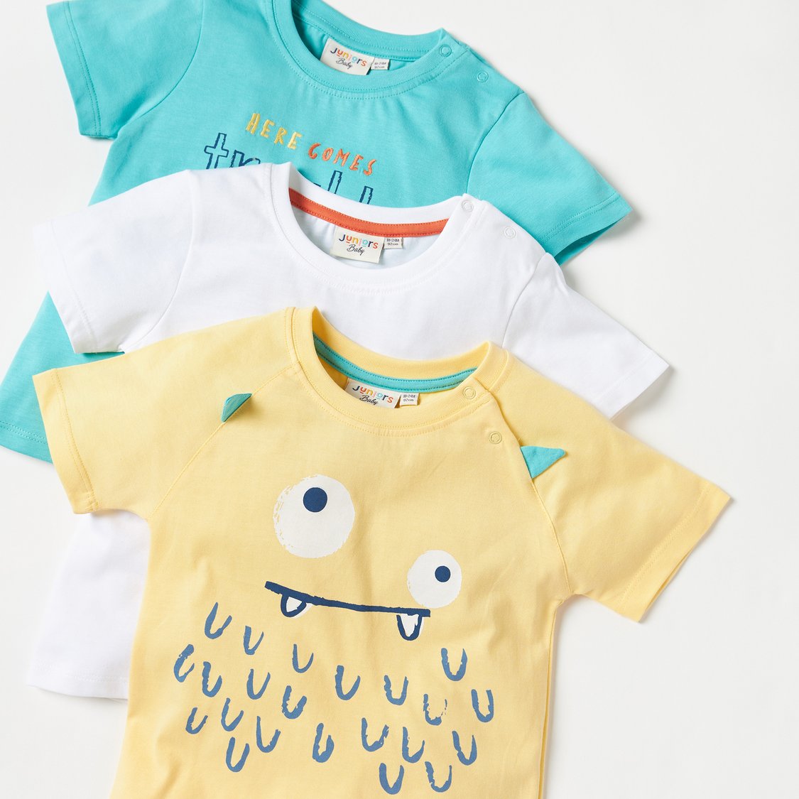 Juniors Monster Print T-shirt with Short Sleeves - Set of 3