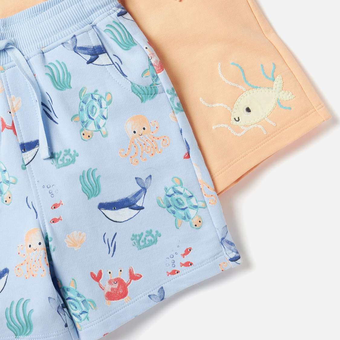 Juniors Underwater Print Shorts with Drawstring Closure - Set of 2