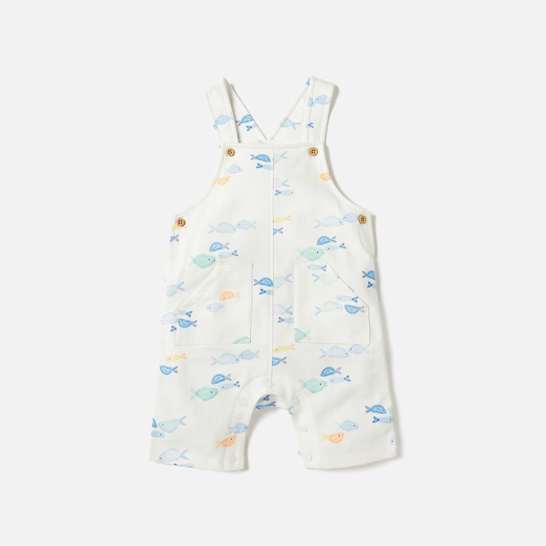 Juniors All-Over Fish Print Dungaree and T-shirt Set