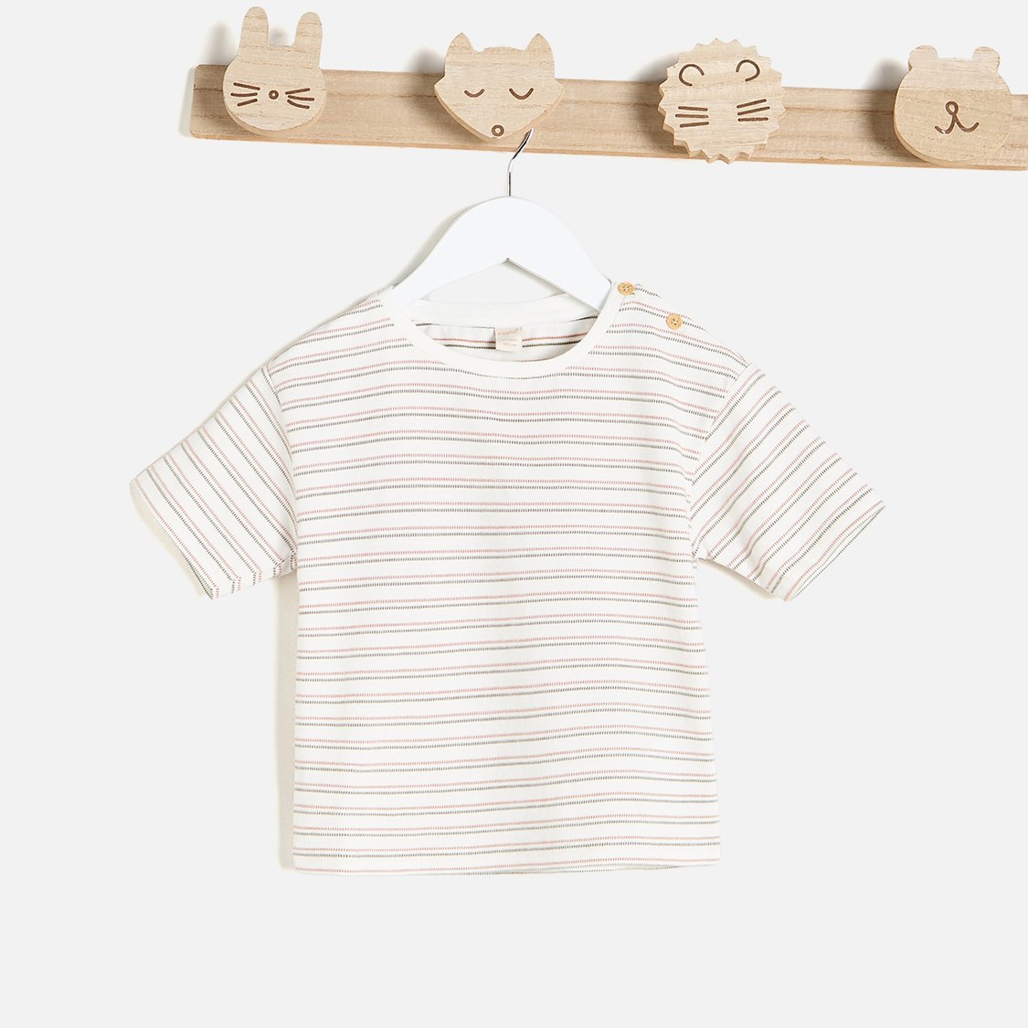 Giggles Solid Dungaree and Striped T-shirt Set