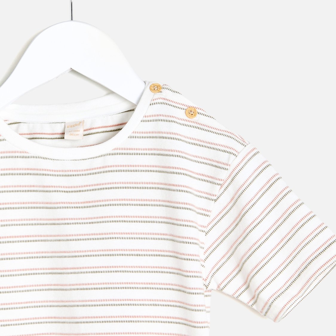 Giggles Solid Dungaree and Striped T-shirt Set