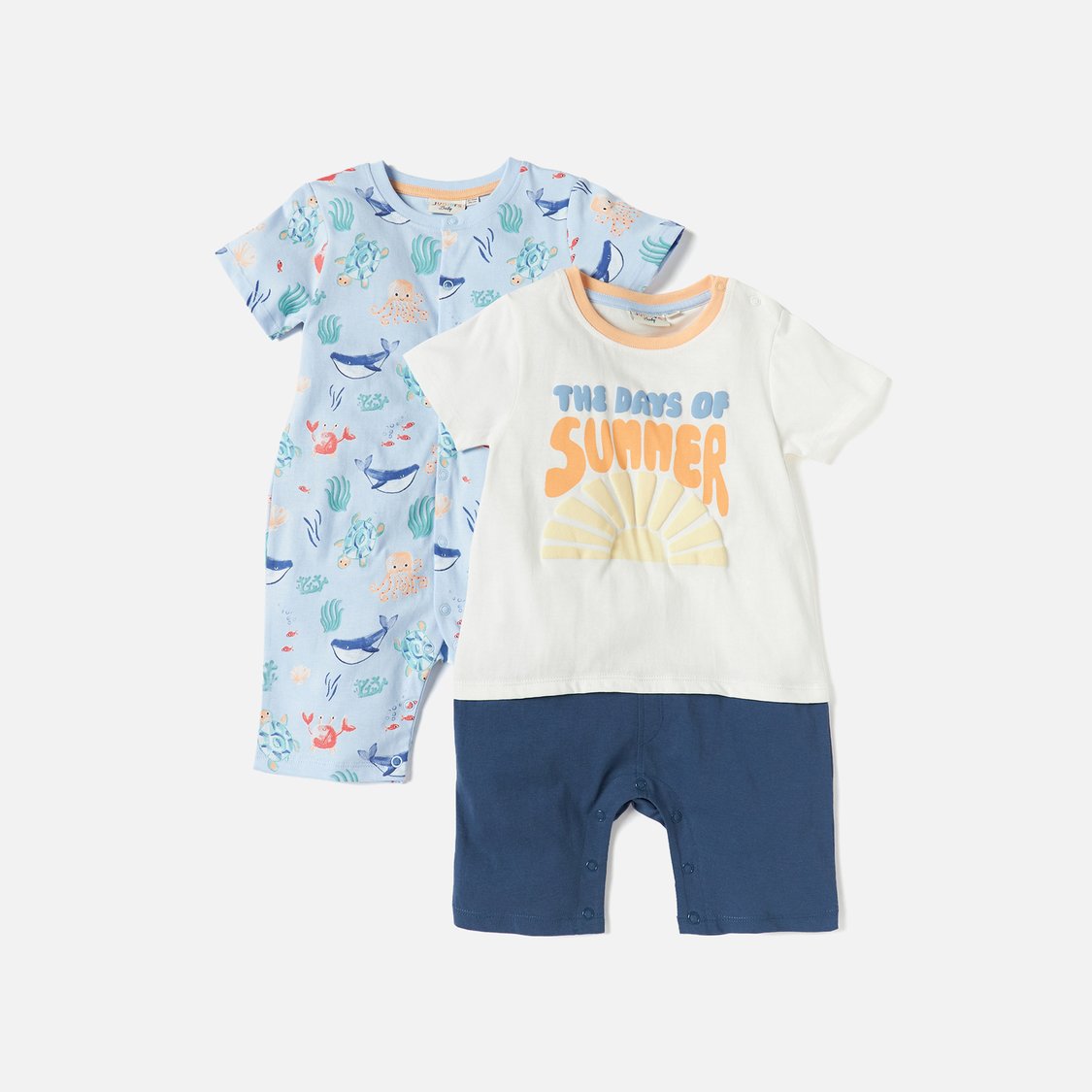 Juniors Printed Romper with Short Sleeves - Set of 2