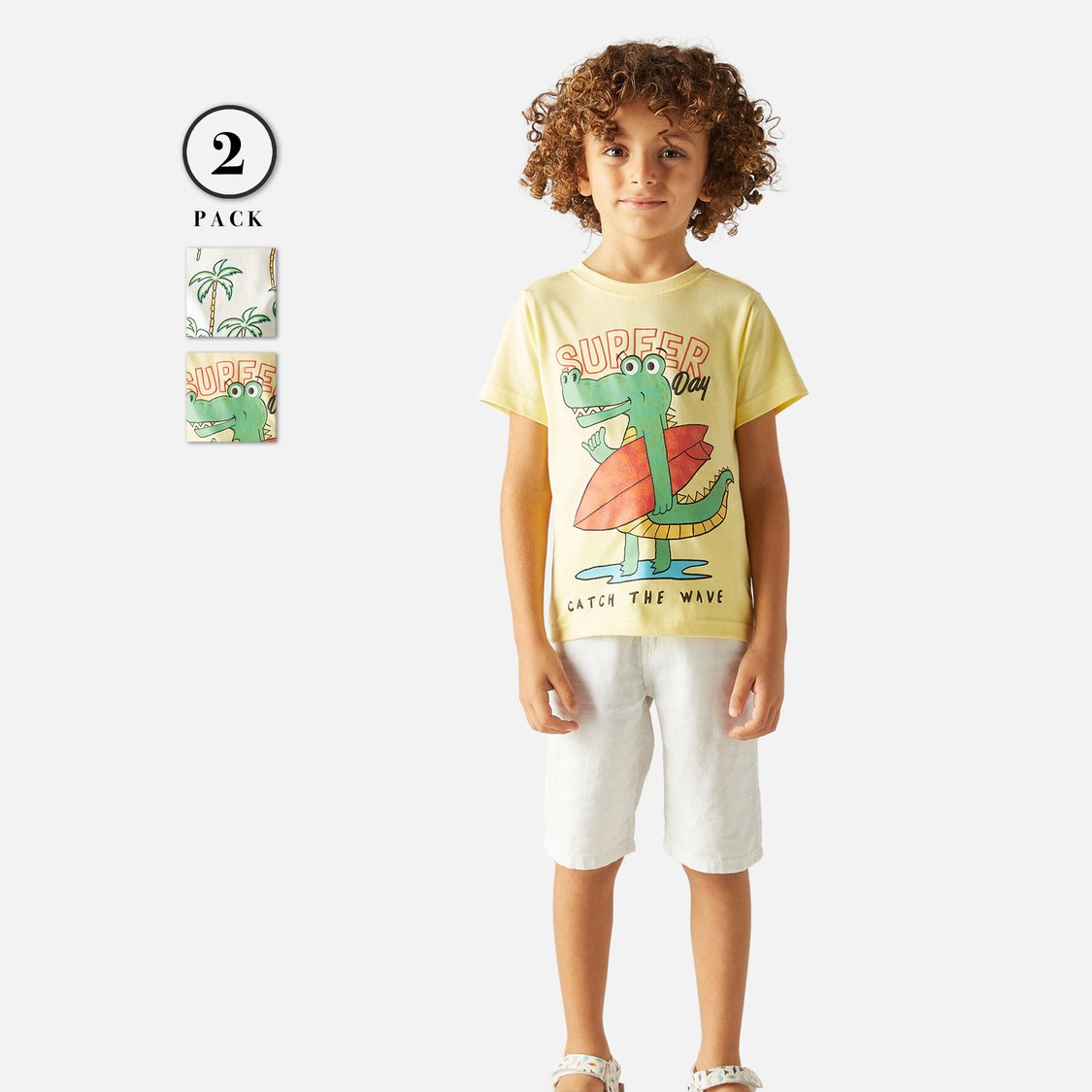 Juniors Printed T-shirt with Short Sleeves and Crew Neck - Set of 2