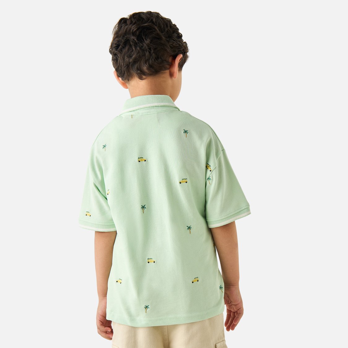 Juniors All-Over Embroidered Polo T-shirt with Short Sleeves