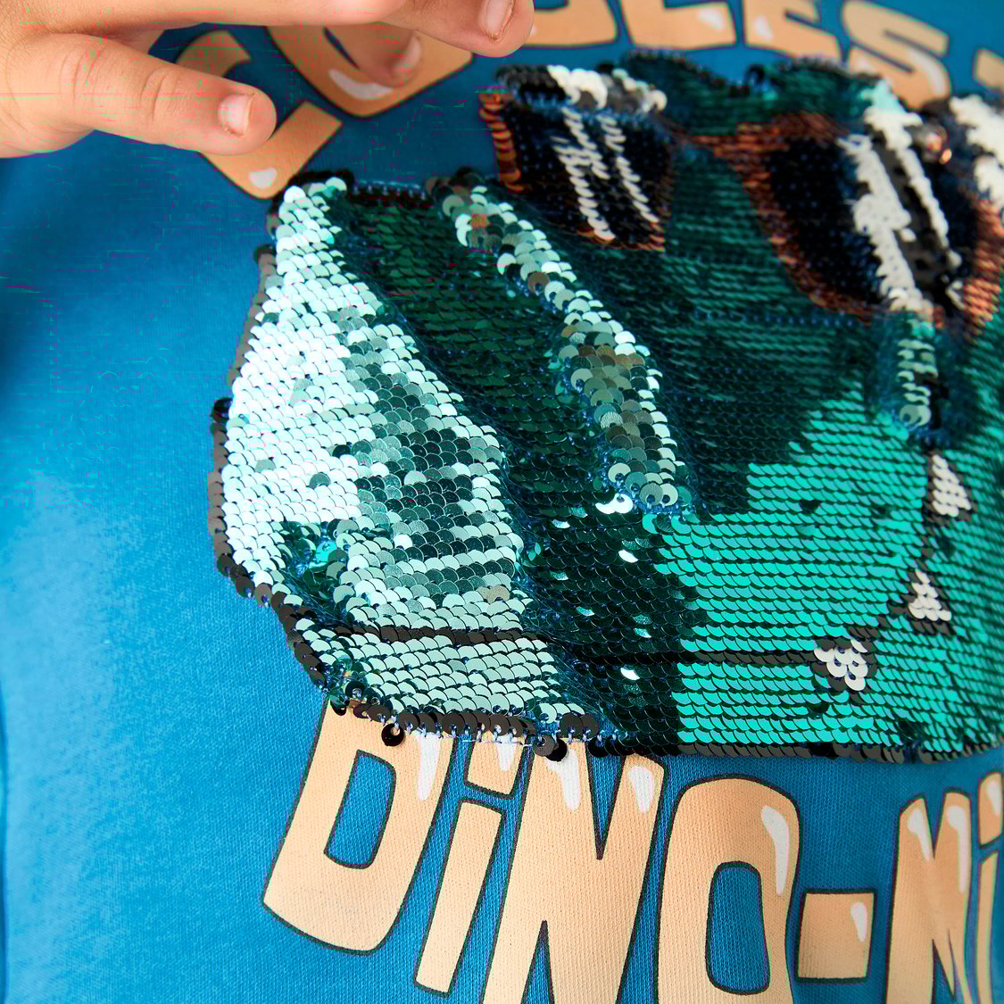 Juniors Embellished Dinosaur Print T-shirt with Short Sleeves