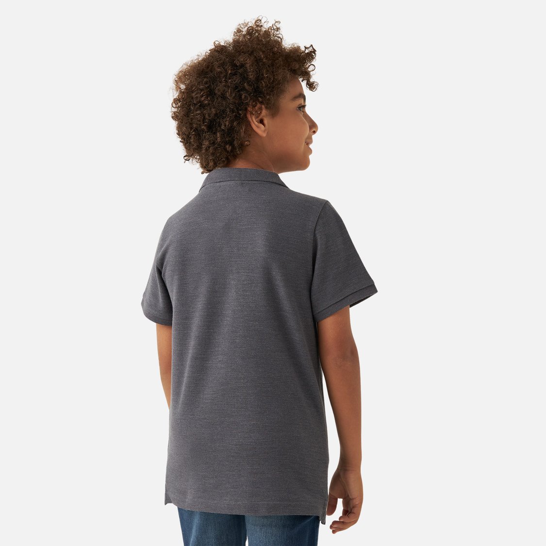 Juniors Solid Polo T-shirt with Short Sleeves and Button Closure