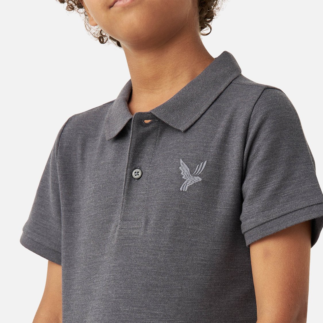 Juniors Solid Polo T-shirt with Short Sleeves and Button Closure