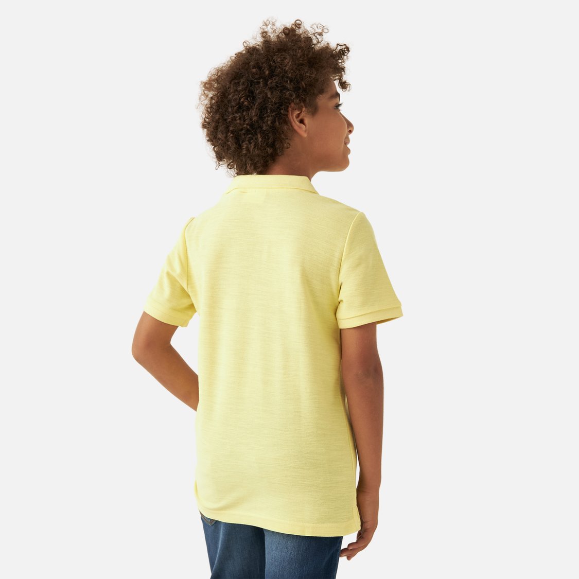 Juniors Solid Polo T-shirt with Short Sleeves and Button Closure