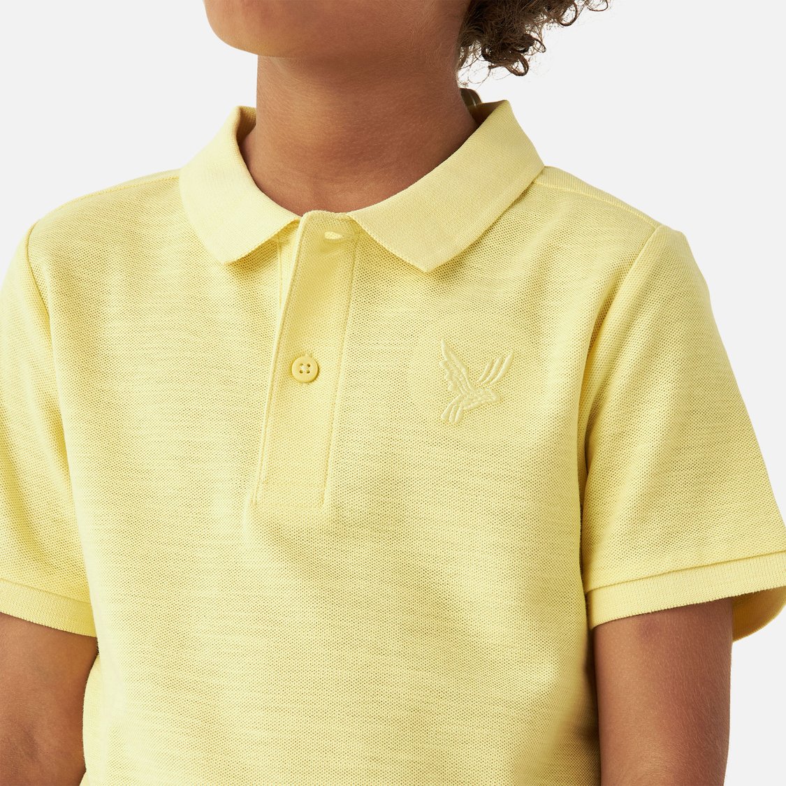 Juniors Solid Polo T-shirt with Short Sleeves and Button Closure