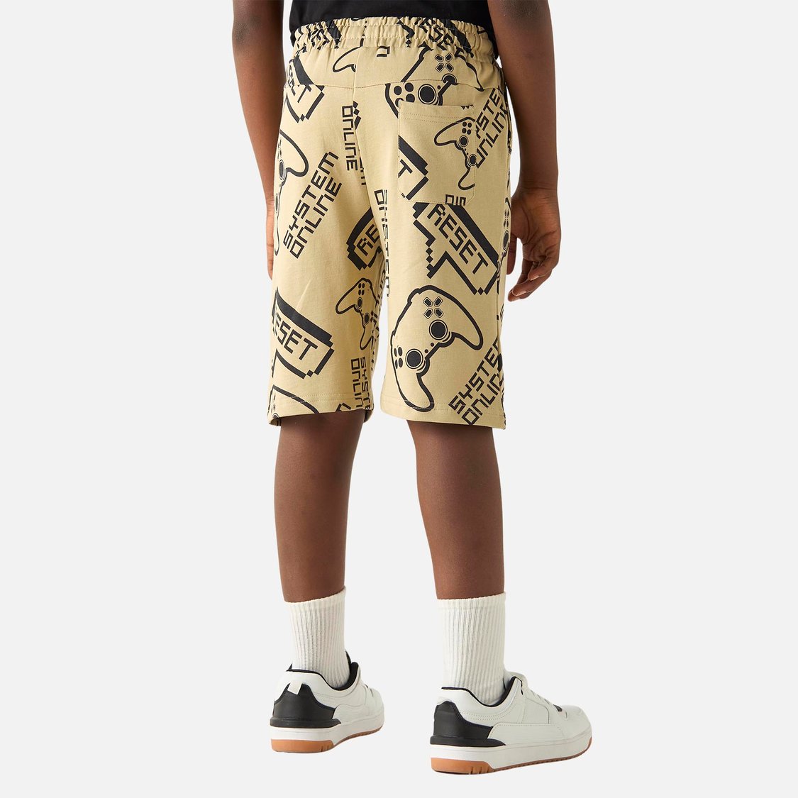 Juniors Gamer Print Shorts with Drawstring Closure