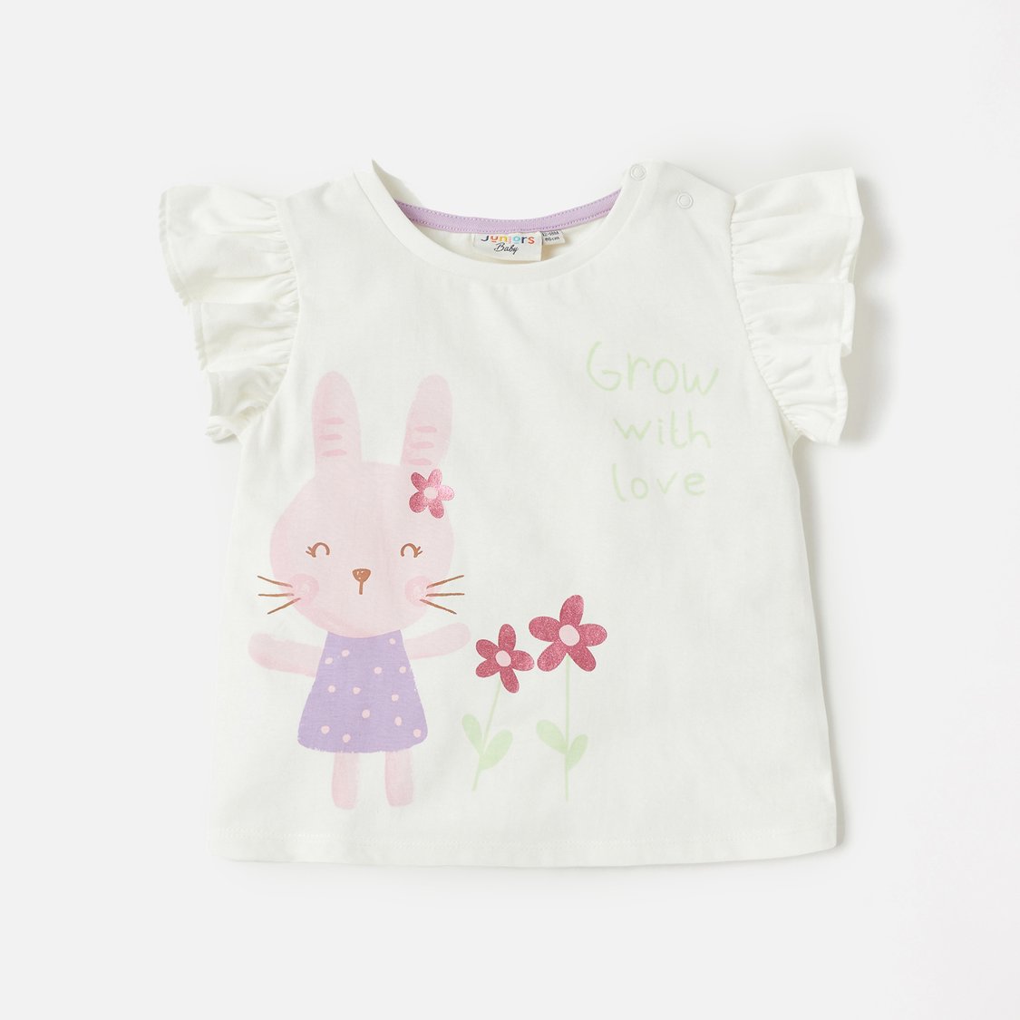Juniors Printed T-shirt with Crew Neck and Cap Sleeves - Set of 3
