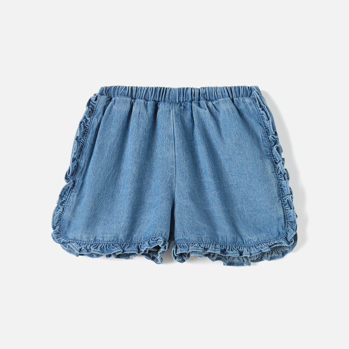 Juniors Solid Denim Shorts with Elasticated Waistband