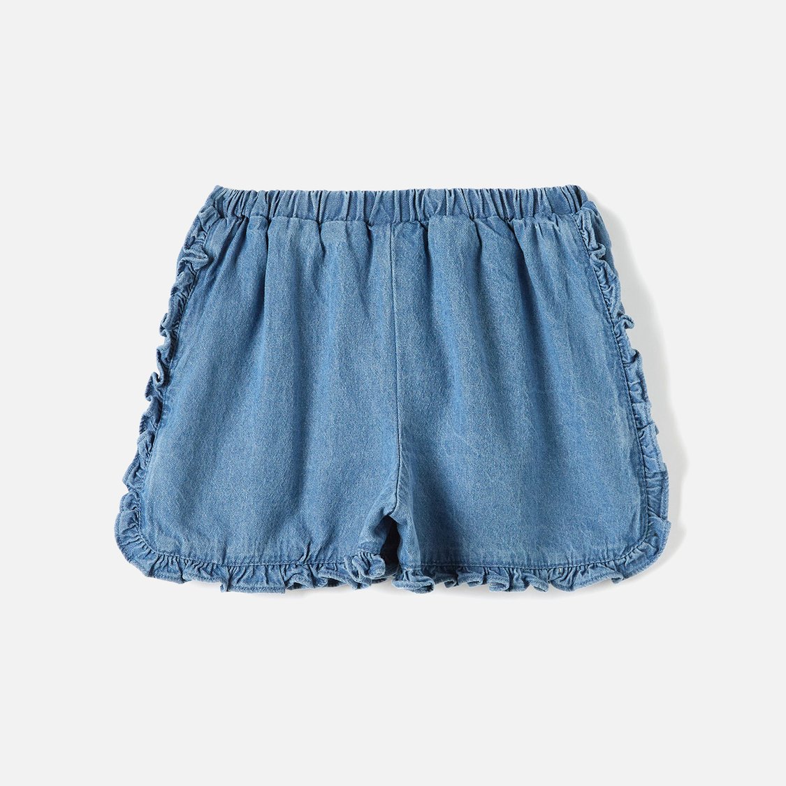 Juniors Solid Denim Shorts with Elasticated Waistband