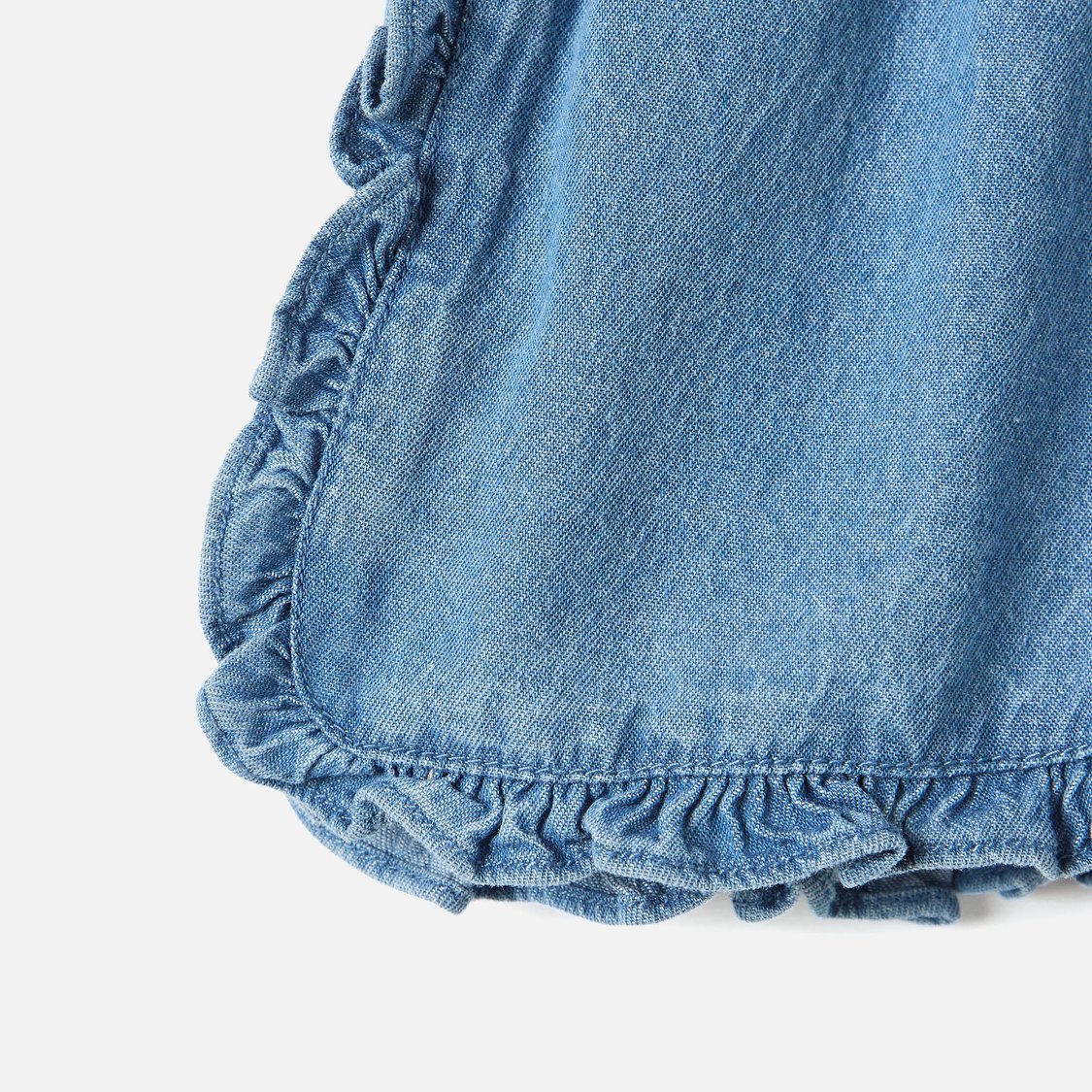 Juniors Solid Denim Shorts with Elasticated Waistband