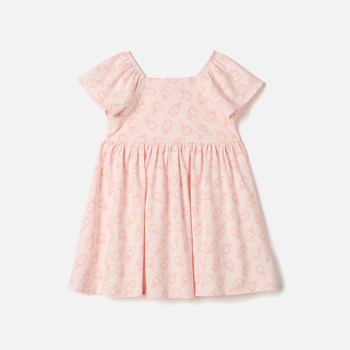Juniors Ice Cream Print A-line Dress with Short Sleeves