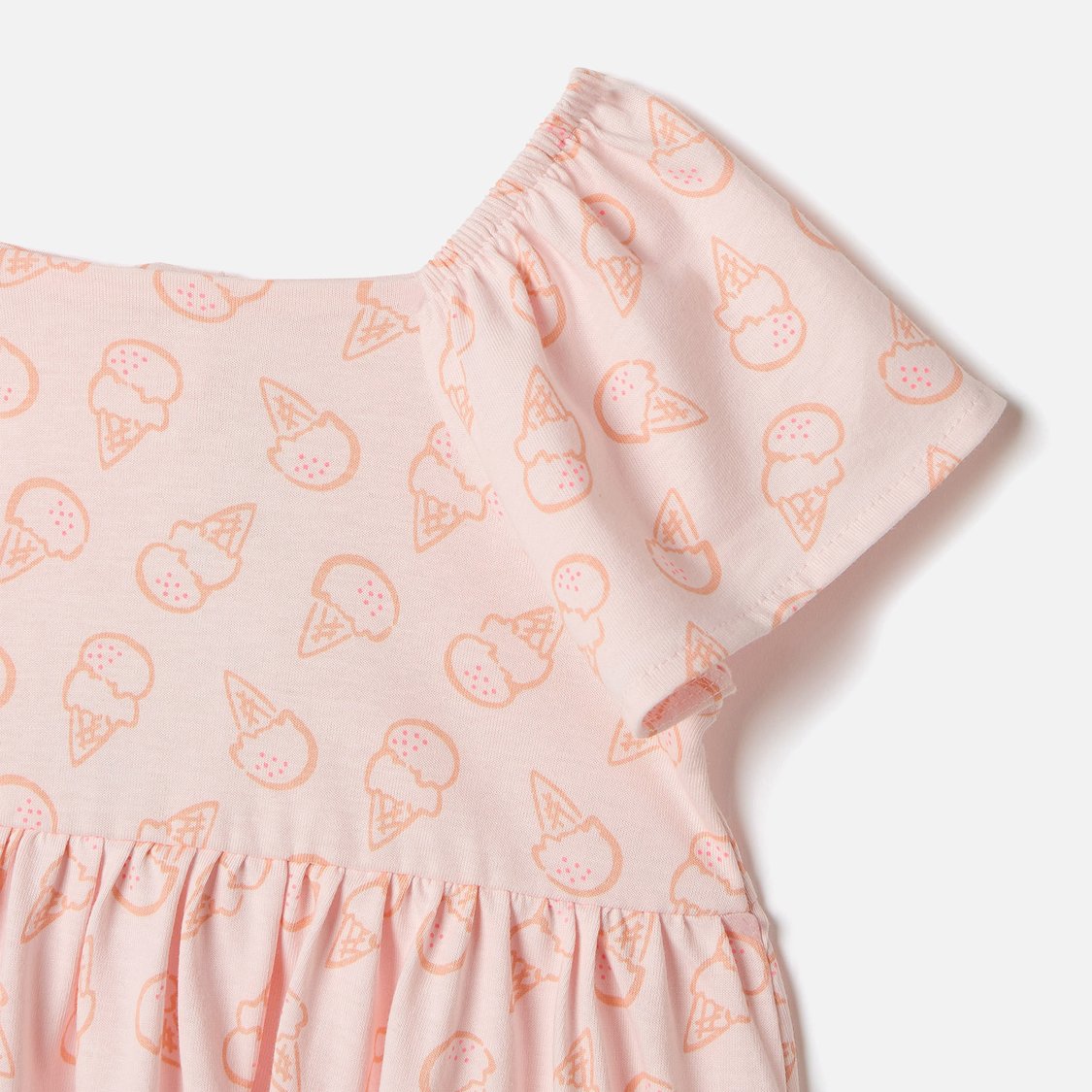 Juniors Ice Cream Print A-line Dress with Short Sleeves