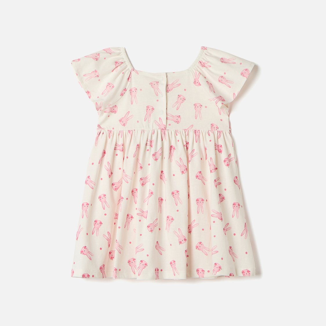 Juniors All-Over Bunny Print A-line Dress with Square Neck