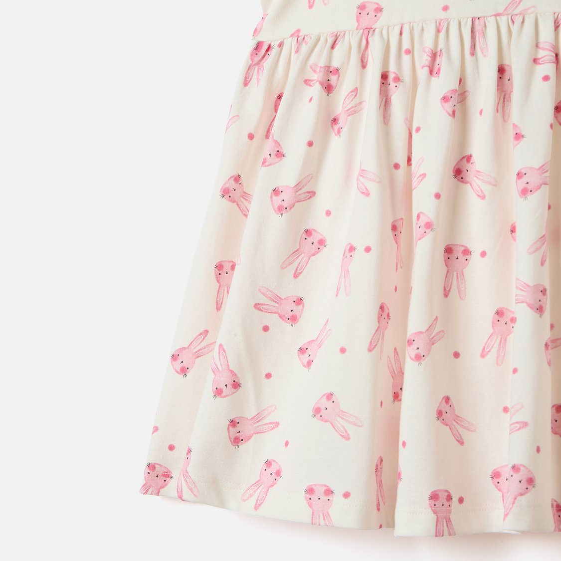Juniors All-Over Bunny Print A-line Dress with Square Neck