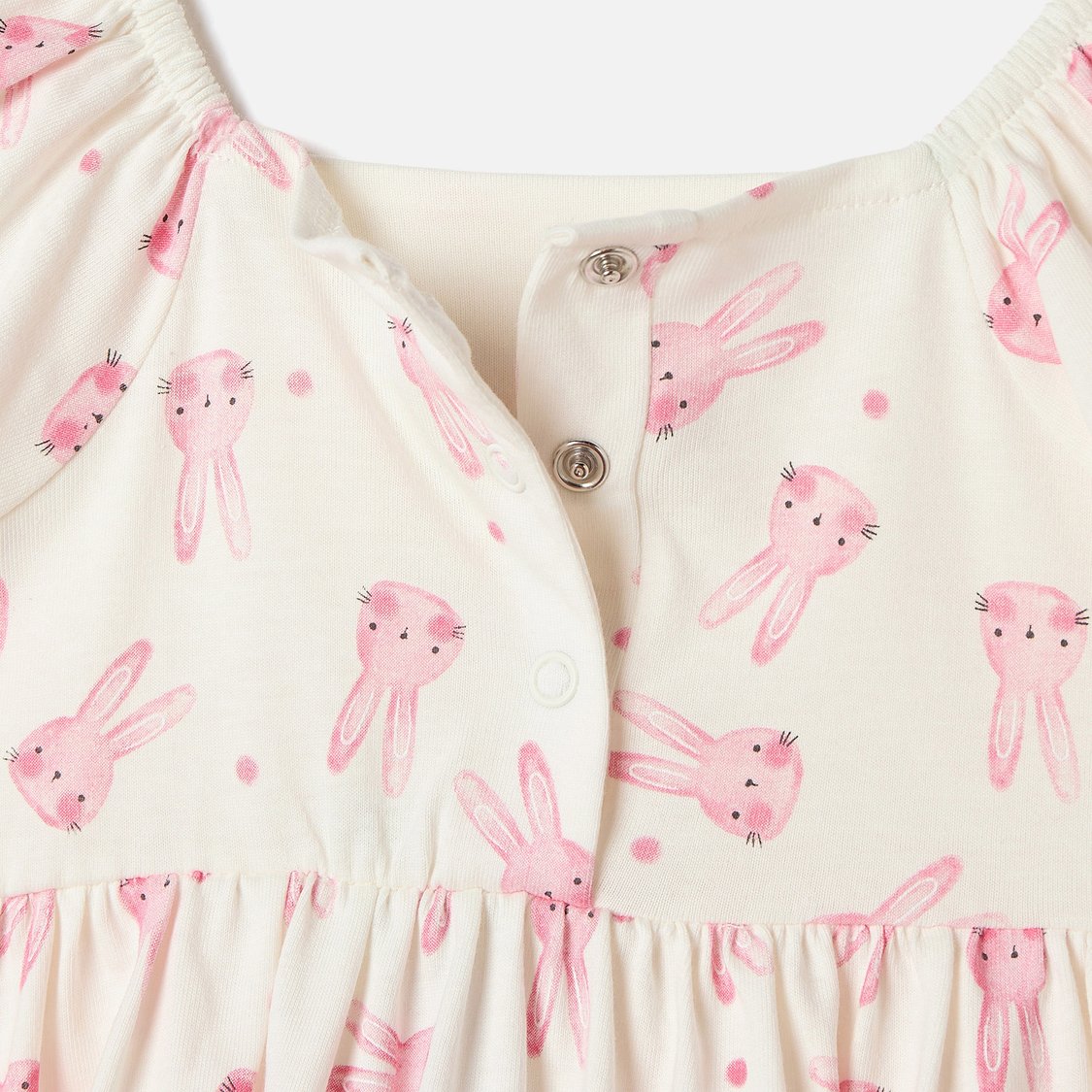 Juniors All-Over Bunny Print A-line Dress with Square Neck