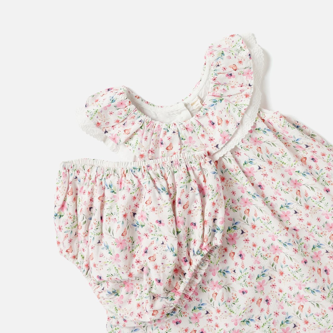 Giggles All-Over Floral Print Sleeveless Dress and Bloomer Set