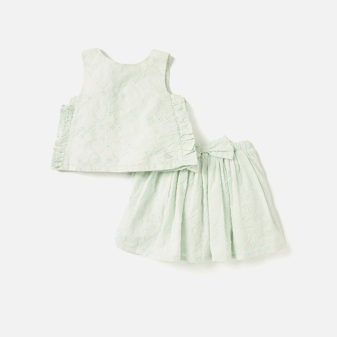Giggles All-Over Embroidered Sleeveless Top and Skirt Set