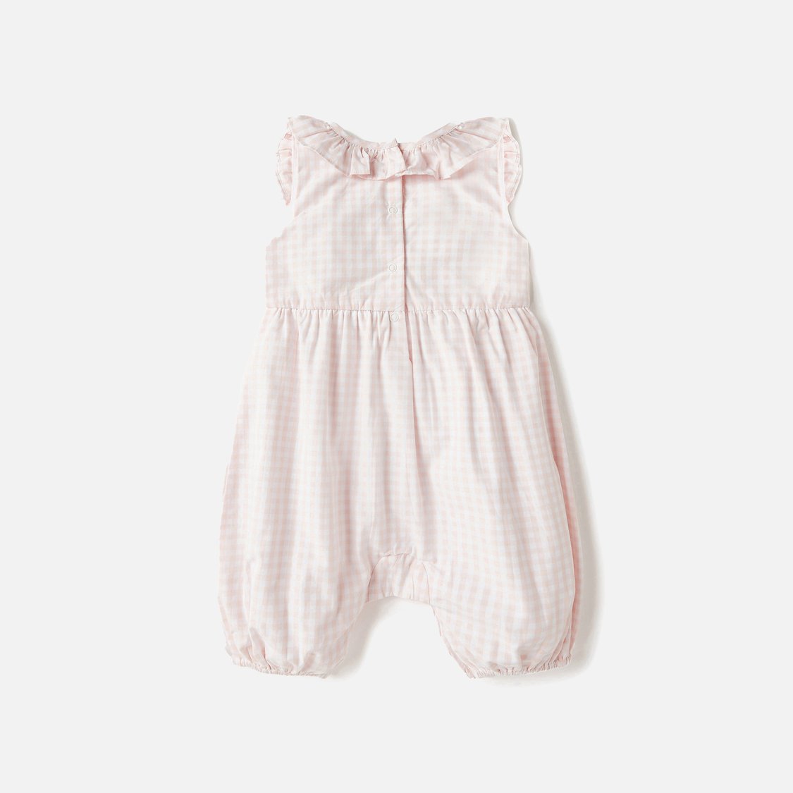 Juniors Checked Sleeveless Romper with Ruffle Detail