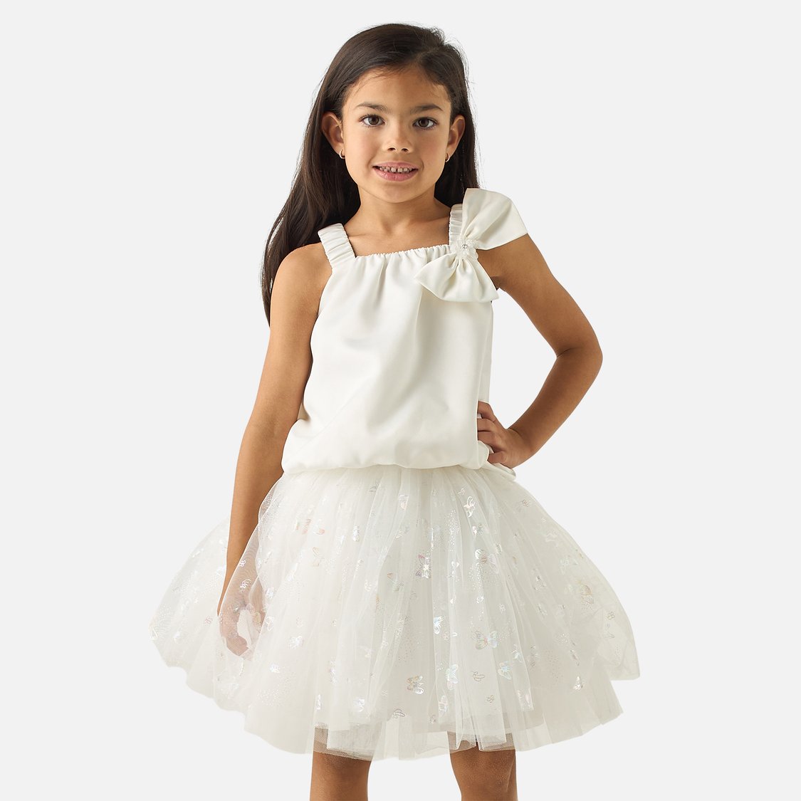 Juniors Solid Sleeveless Top and Textured Skirt Set
