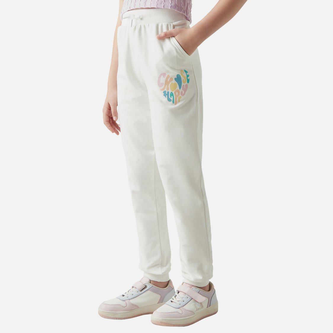Juniors Slogan Printed Joggers with Elasticated Waistband and Pockets