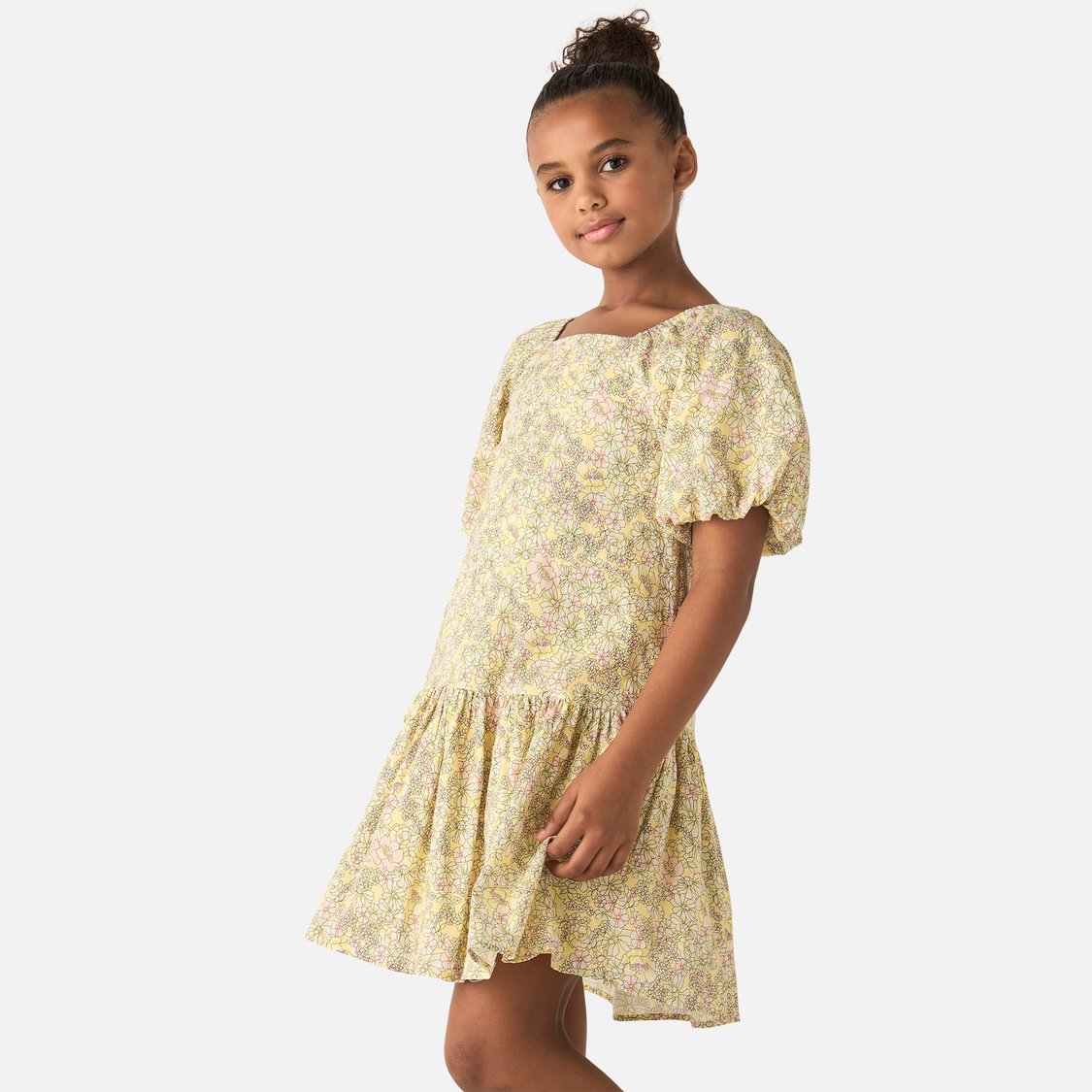 Juniors All-Over Floral Print Drop Waist Dress