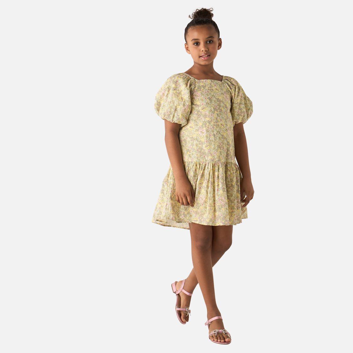 Juniors All-Over Floral Print Drop Waist Dress