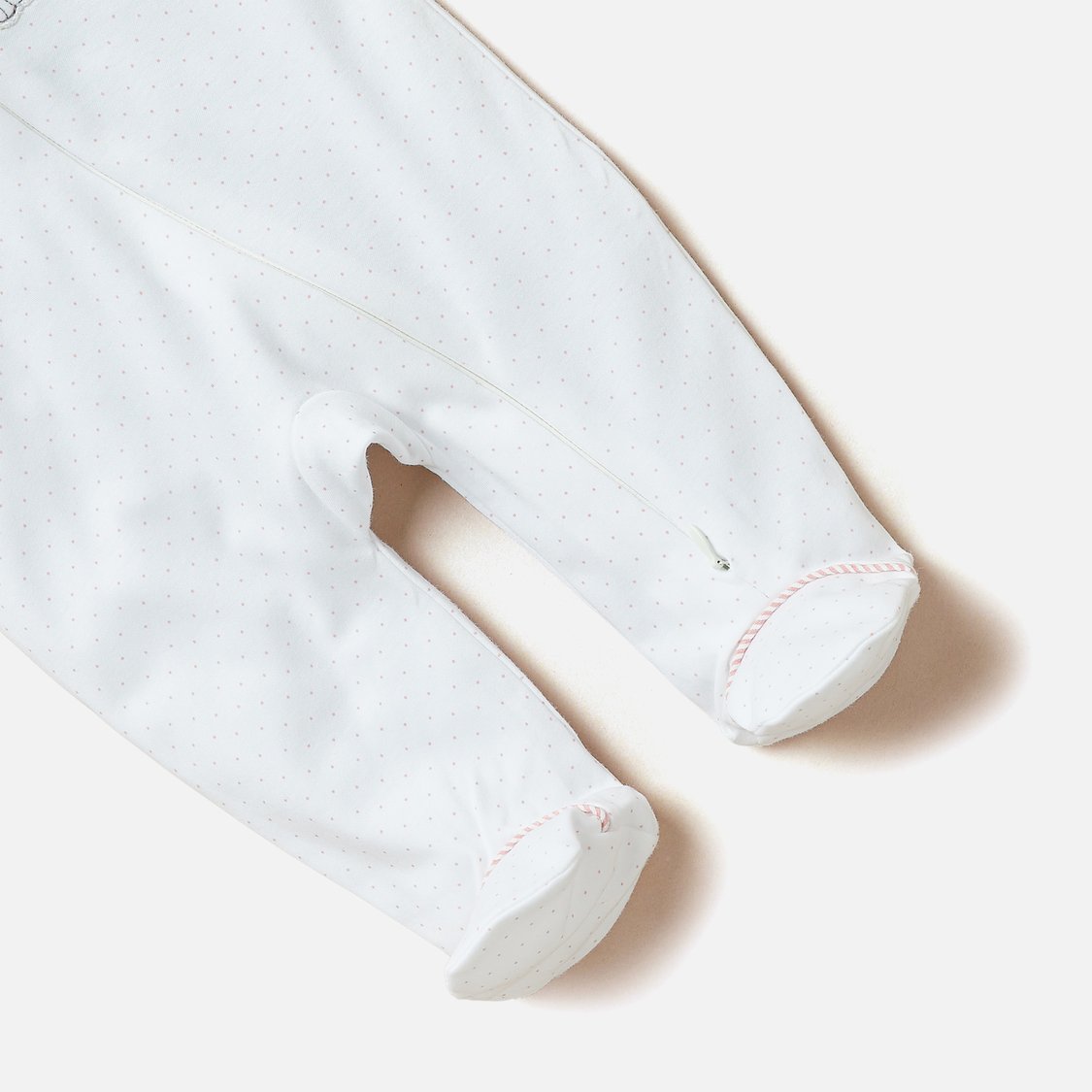 Juniors Bunny Embroidered Sleepsuit with Long Sleeves and Zip Closure