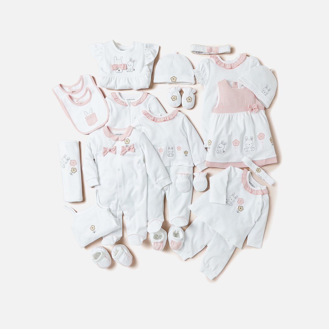 Juniors Bunny Embroidered Sleepsuit with Long Sleeves and Zip Closure