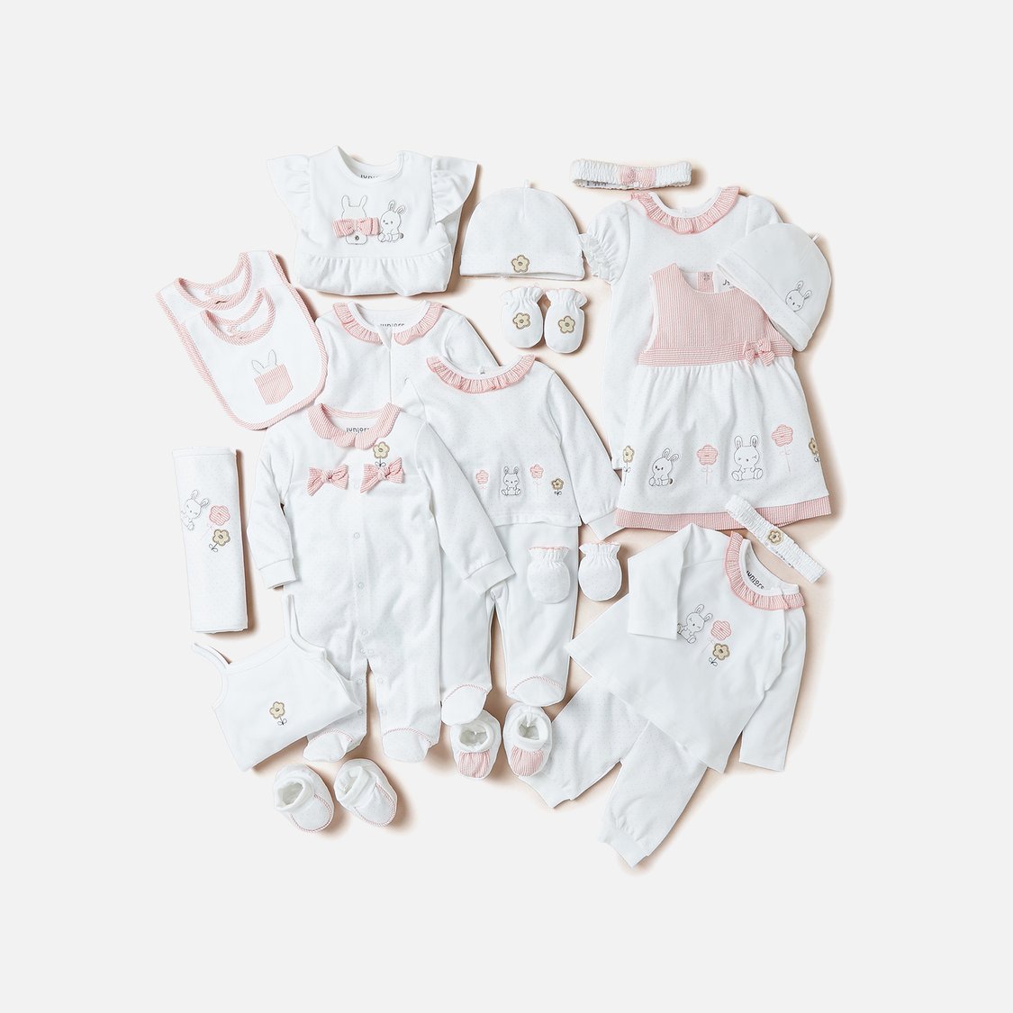 Juniors Bunny Applique Sleepsuit with Ruffle Detail Neck