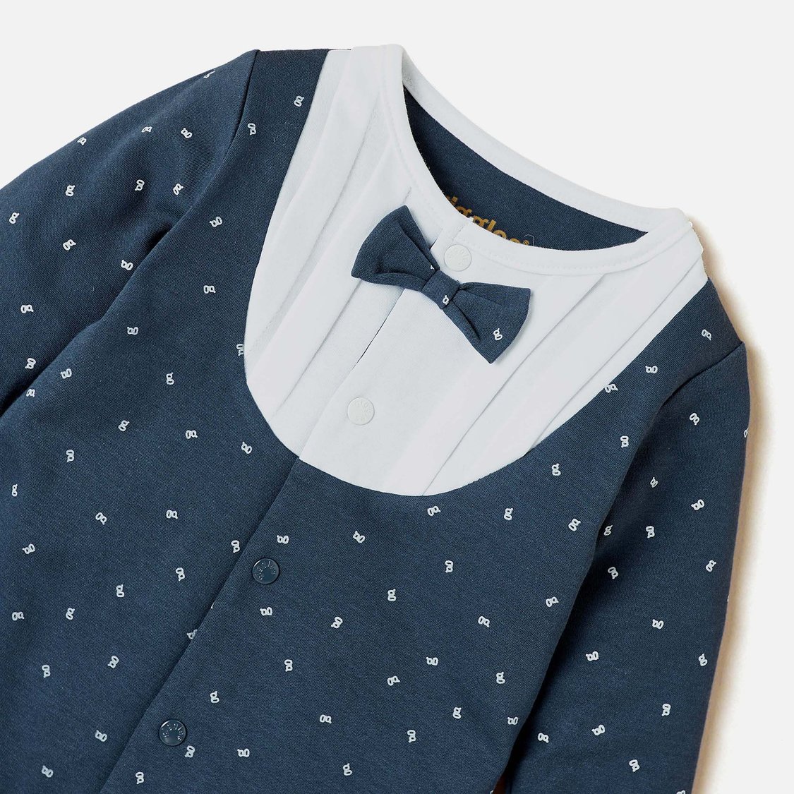 Giggles All-Over Print Closed Feet Sleepsuit with Bow Accent
