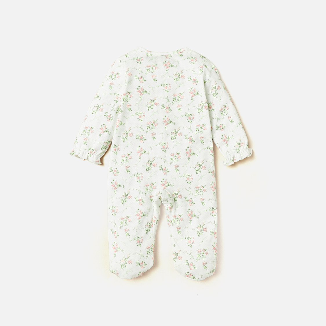 Giggles Floral Print Sleepsuit with Long Sleeves
