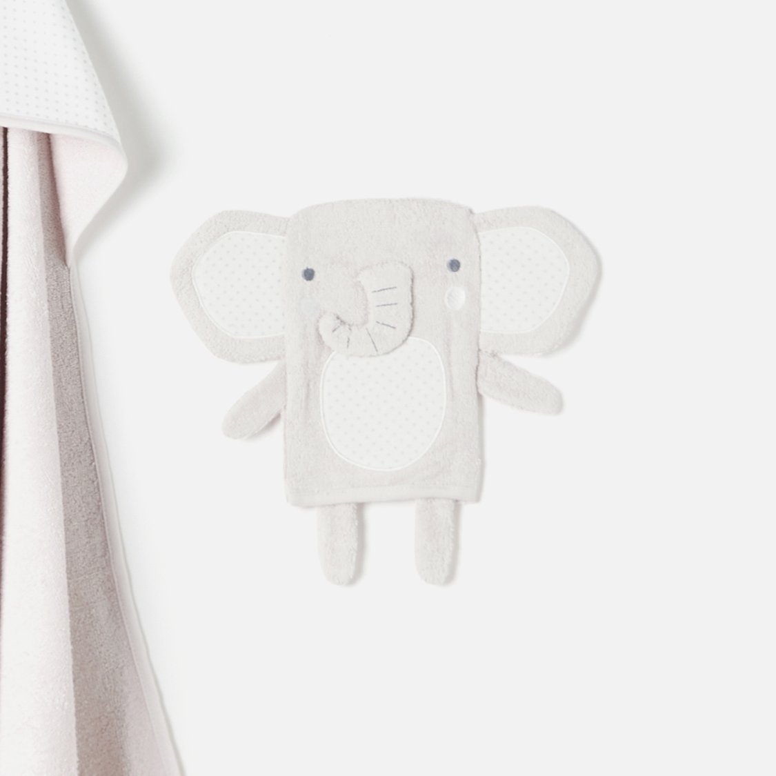 Juniors Polka Dot Print Towel with Elephant Mitten