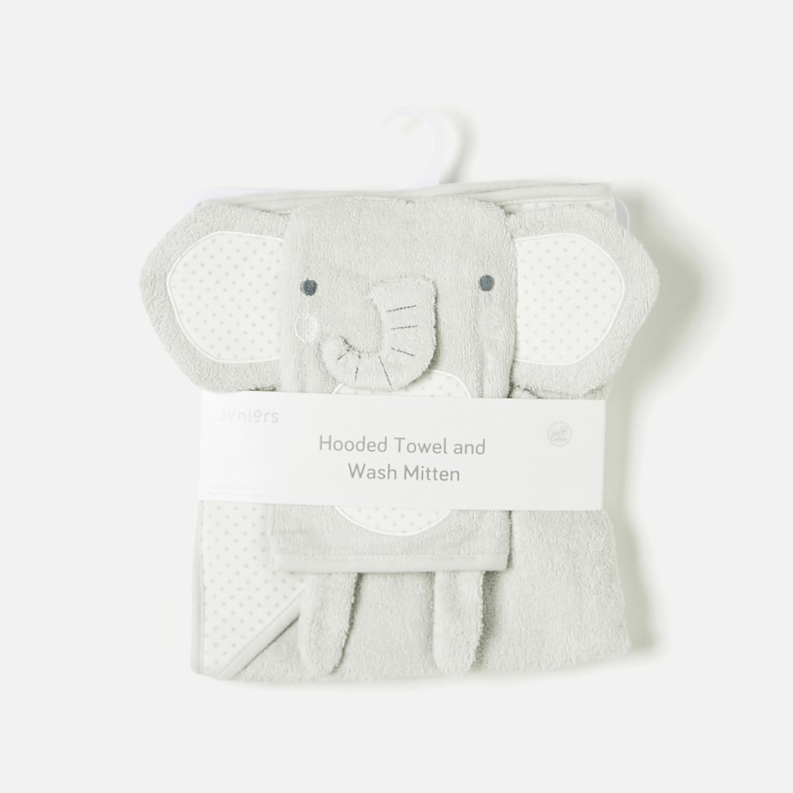 Juniors Polka Dot Print Towel with Elephant Mitten