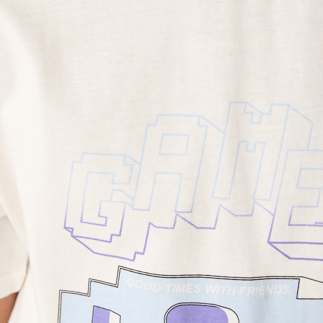 Juniors Gamer Print T-shirt with Short Sleeves and Crew Neck