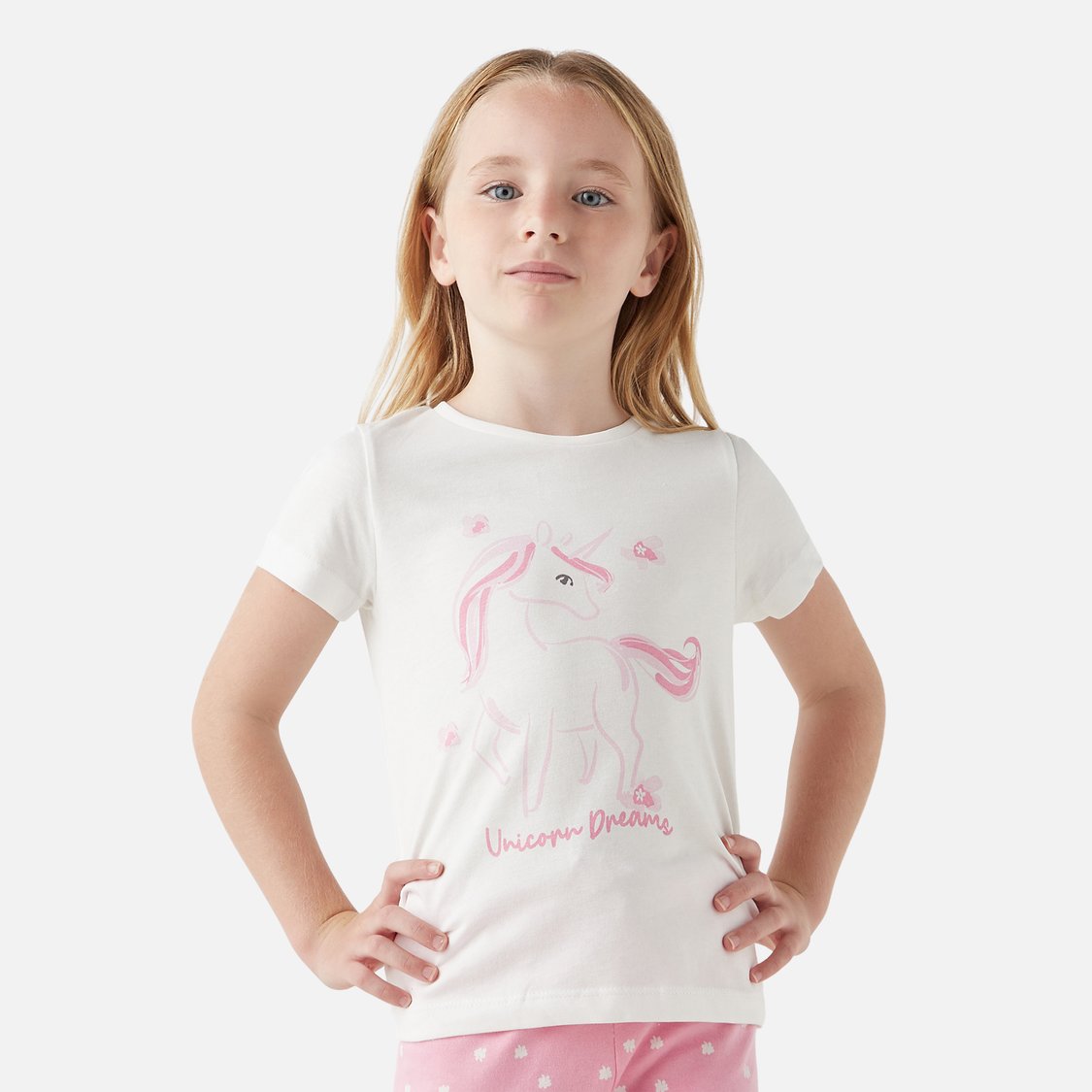 Juniors Unicorn Print T-shirt and Pyjama - Set of 2