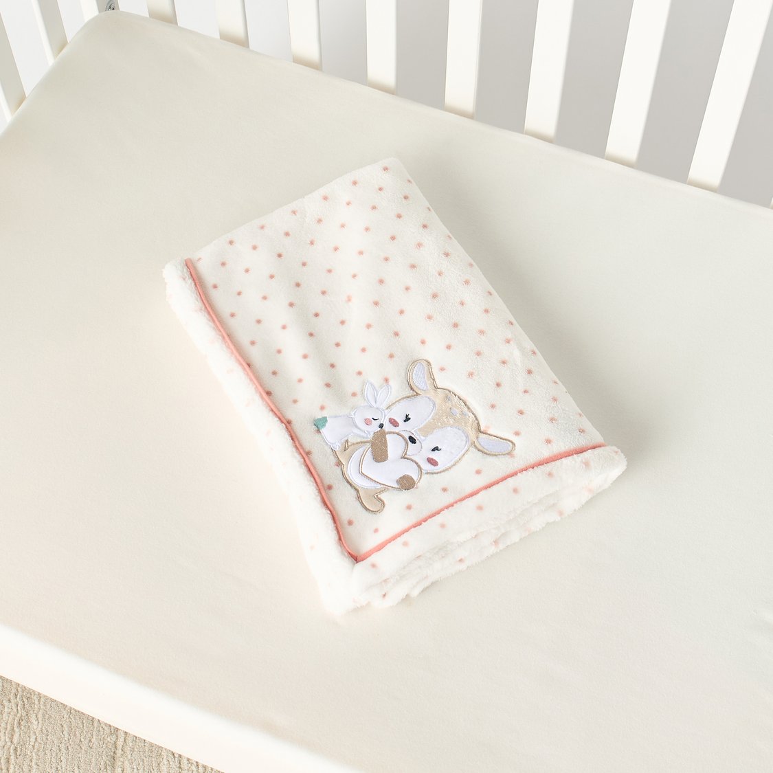 Juniors Deer and Bunny Applique Raschel Blanket - 76x102 cm