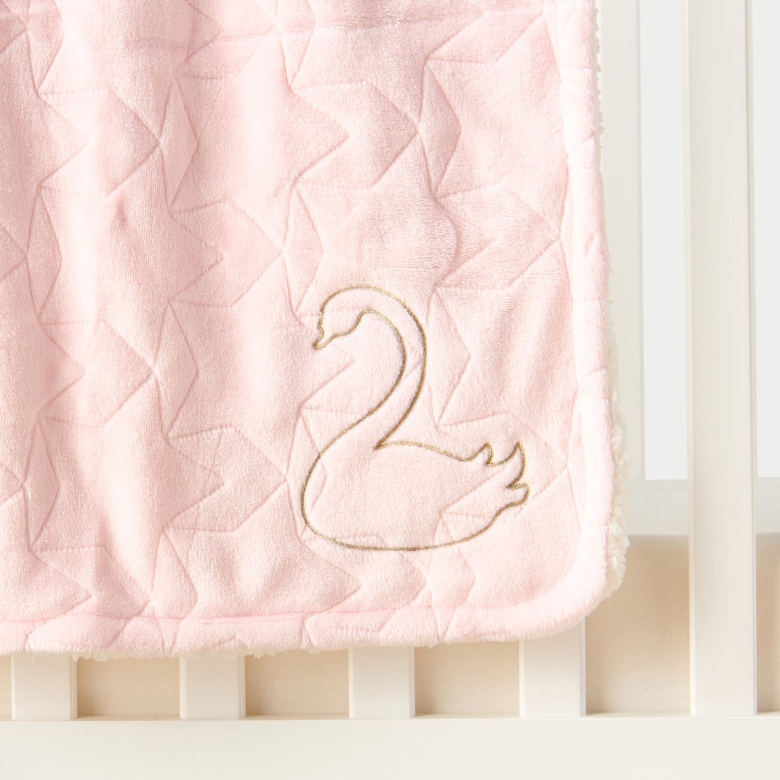 Juniors Swan Embroidered Raschel Blanket - 76x102 cm
