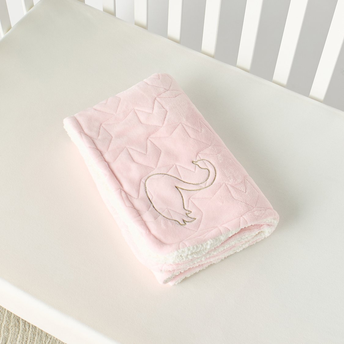 Juniors Swan Embroidered Raschel Blanket - 76x102 cm