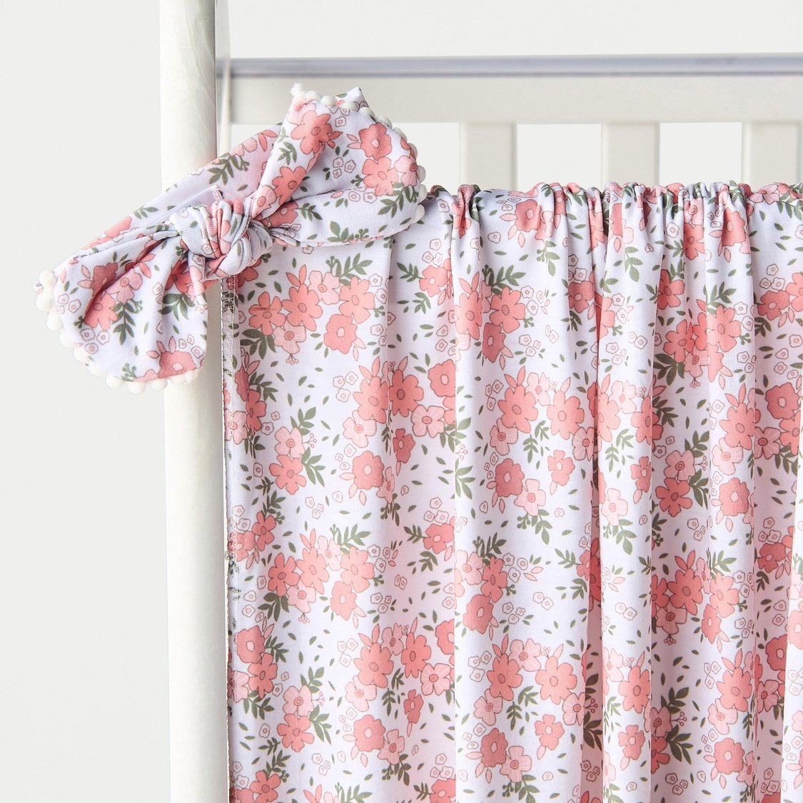 Juniors Floral Print Swaddle Blanket with Headband