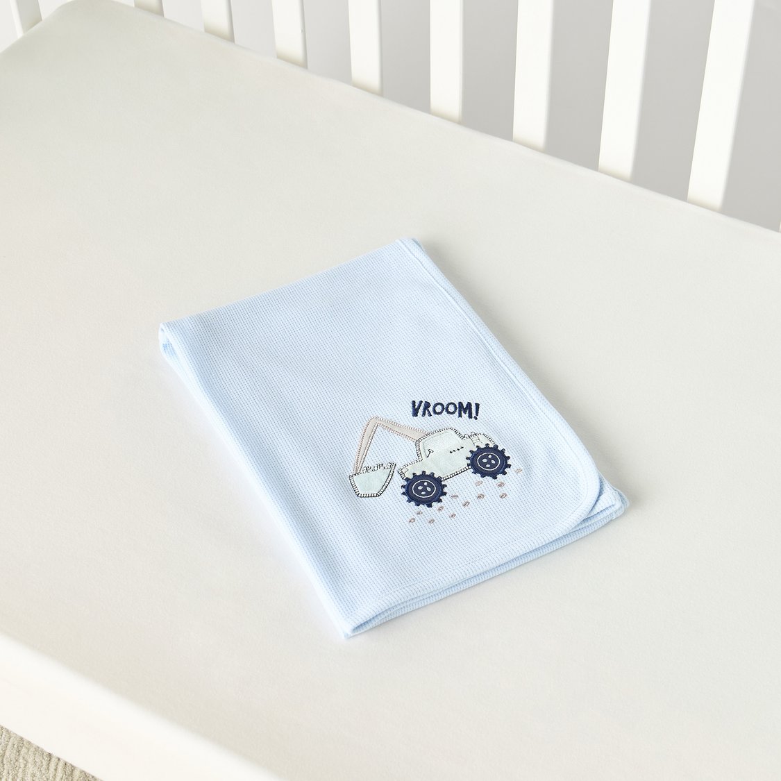 Juniors Construction Vehicle Applique Receiving Blanket - 76x102 cm
