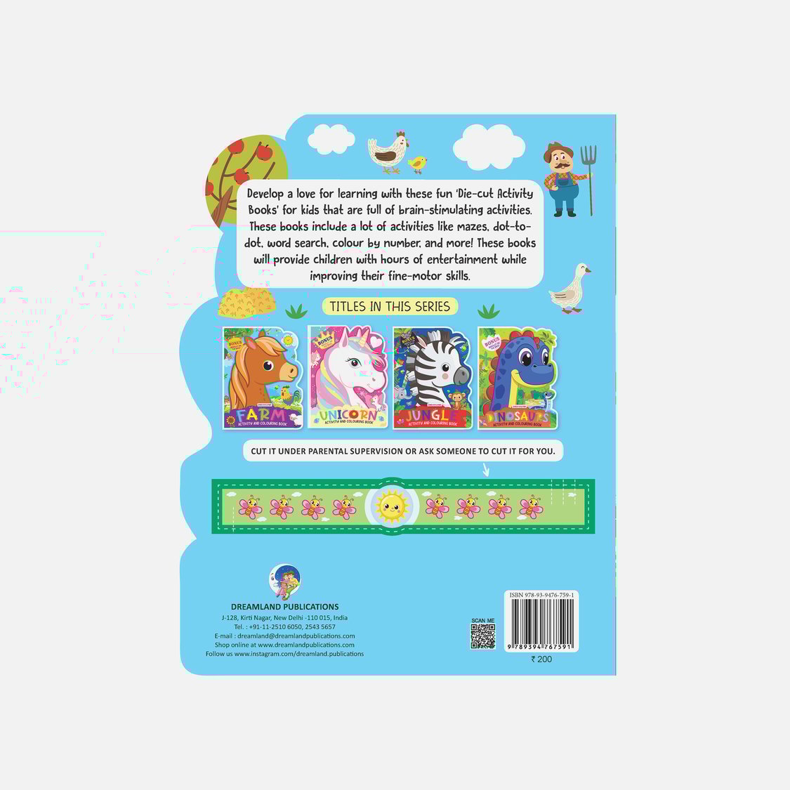 Dreamland Farm Activity and Colouring Book - Die Cut Animal Shaped Book